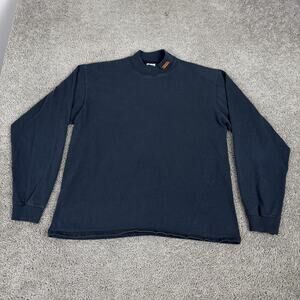 Vintage Auburn Tigers Shirt Mens Large Blue Mock Neck Long Sleeve Cotton 90s